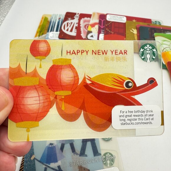 Lot of 36 Starbucks Cards 2008 to 2014 RED CARD Braille Dragon – Excellent - Picture 6 of 12